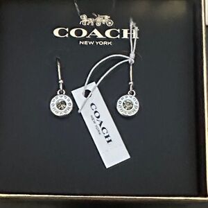 Coach Silver and Crystal Drop Earrings